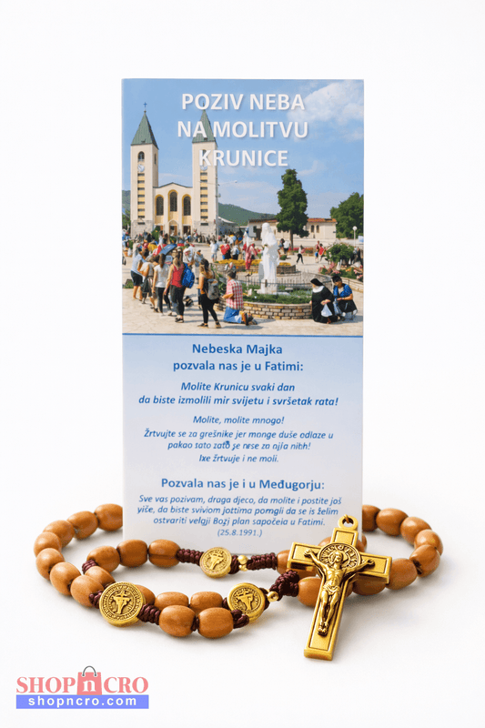Handcrafted Wooden Rosary with Saint Benedict Medals & Gold Crucifix