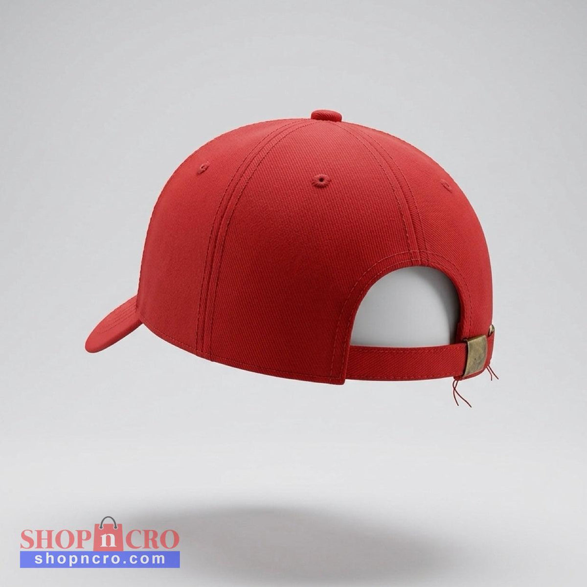 Red baseball cap on a light gray background
