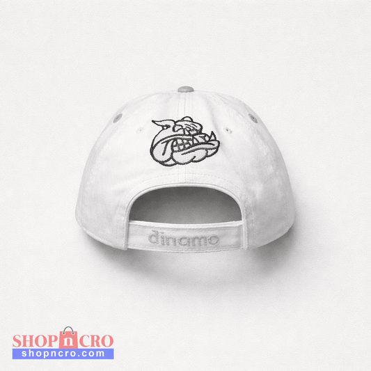 Baseball Cap Dinamo Zagreb White cap with a logo and 'dinamo' text on a white background