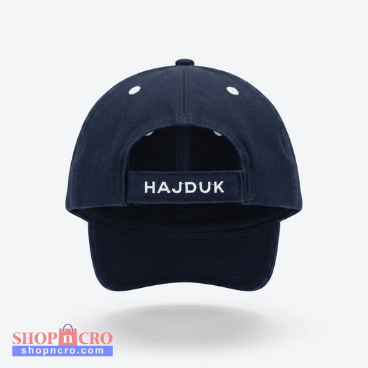 Baseball Cap Hajduk Split in Navy Navy blue cap with 'Hajduk' logo on a light gray background