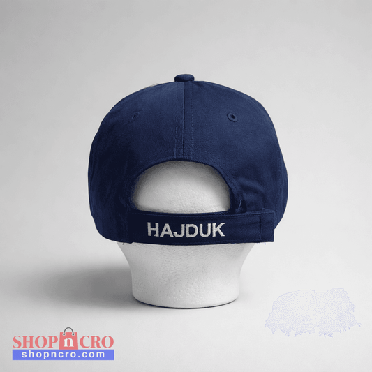 Baseball Cap Hajduk in Navy Navy blue cap with 'HAJDUK' branding on a gray background