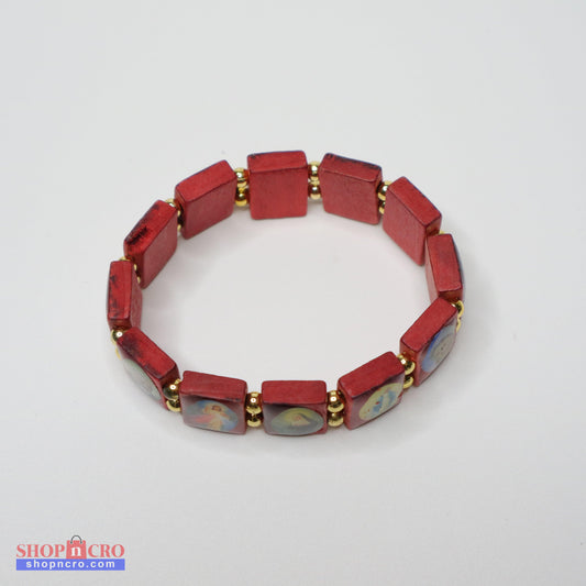Bracelet Međugorje in Walnut Red bracelet with gold accents on a white background