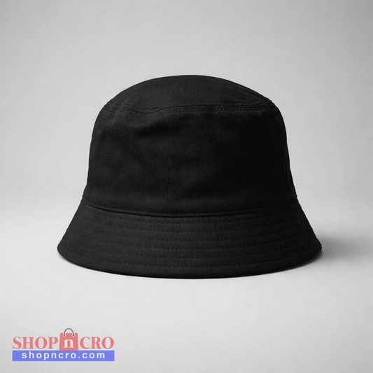 Bucket Hat Prvo Bijelo Polje Black bucket hat on a light gray background