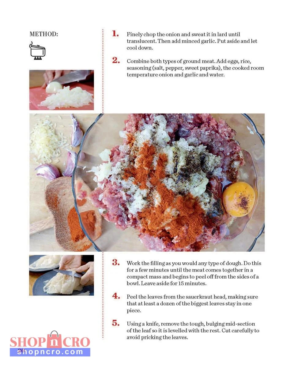 Croatian Classics: Cookbook in English Language Recipe page with step-by-step instructions for preparing a dish, showing ingredients and mixing process.