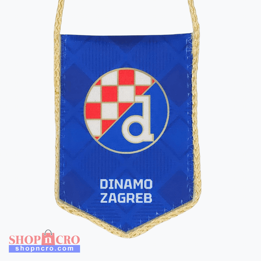 Dinamo Zagreb Car Flag. Blue banner with Dinamo Zagreb logo on a white background