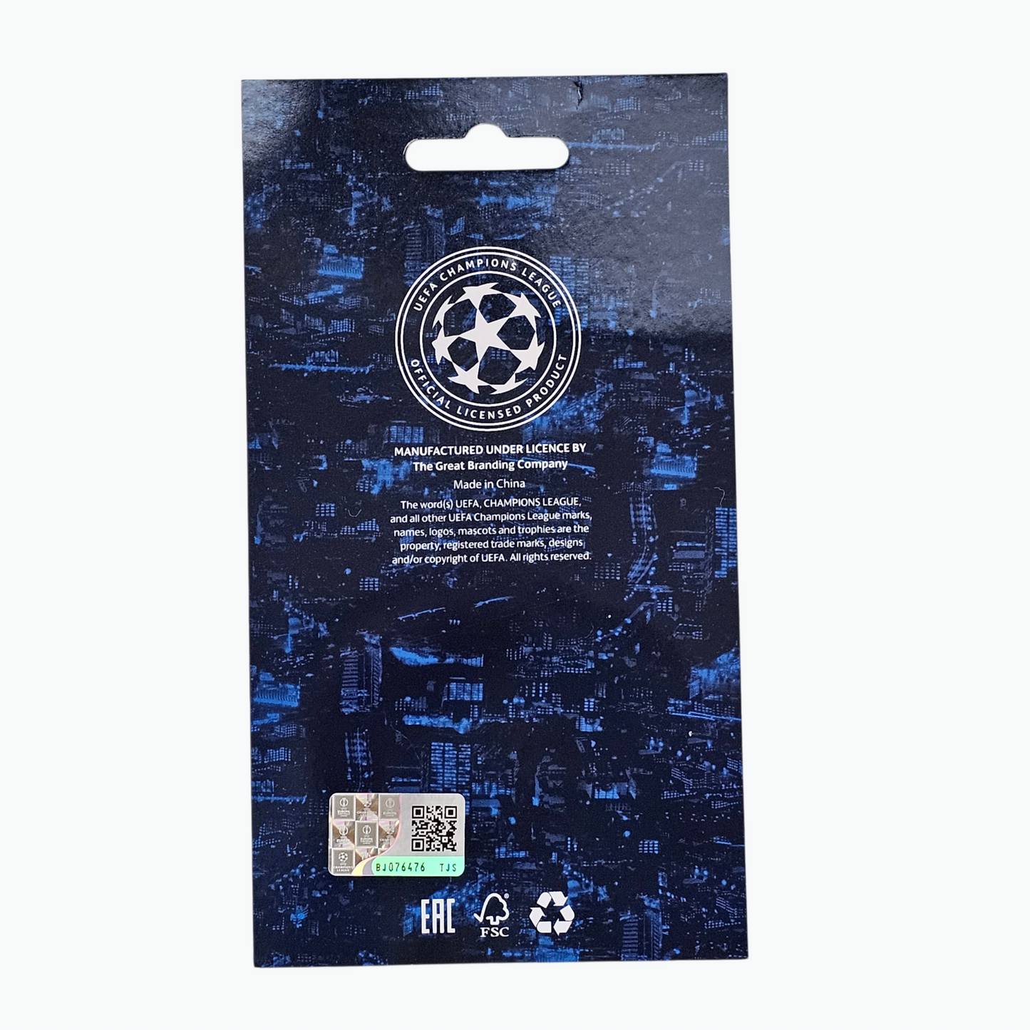 Blue packaging with Champions League logo and text