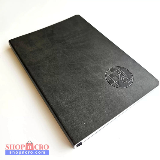 GNK Dinamo B5 Writing Book / Note Pad – Black Marble Edition Black notebook with a logo on a white background