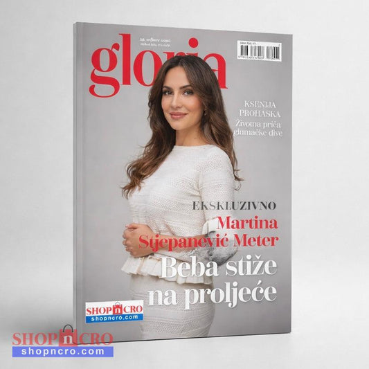 Gloria Magazine Croatian Magazine cover with a woman on a gray background