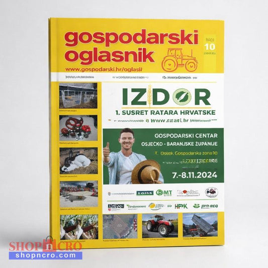 Gospodarski List Magazine on Sale! Croatian Magazine cover with yellow background and text about a agricultural event.