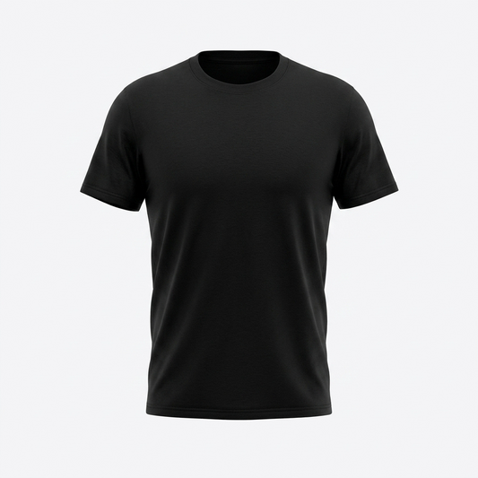 HOS T-shirt in Black Black t-shirt on a light gray background