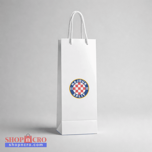 Hajduk Split Bottle Gift Bag White paper bag with a logo on a gray background