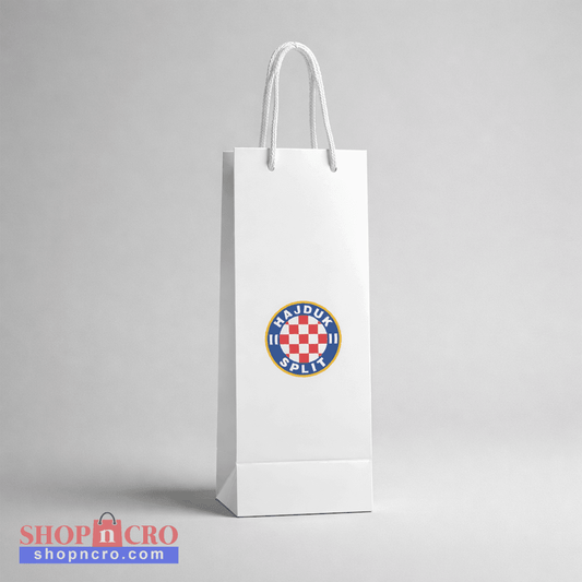 Hajduk Split Bottle Gift Bag White paper bag with a logo on a gray background
