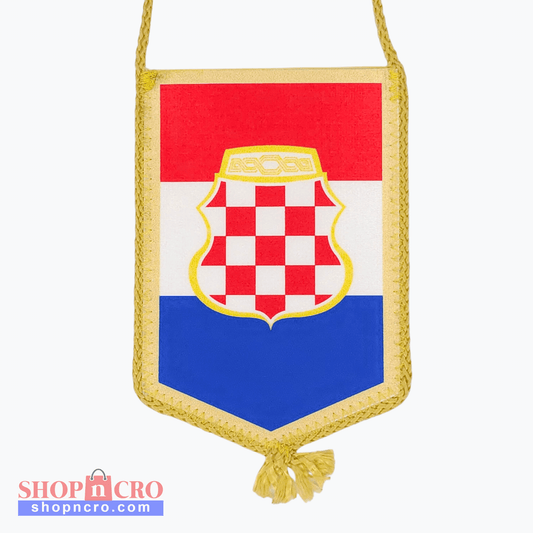 Hercegovina Car Flag. Crested flag with red, white, and blue colors on a white background