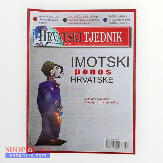 Hrvatski Tjednik Magazine Croatian Magazine cover with a stylized figure and text in a foreign language