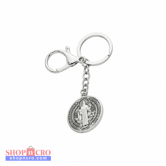 Keyring Saint Benedict Medal in Silver