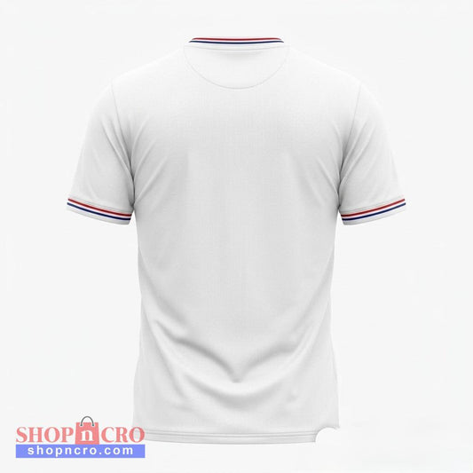 Jersey Hajduk (Tommy) White polo shirt with red and blue trim on a white background