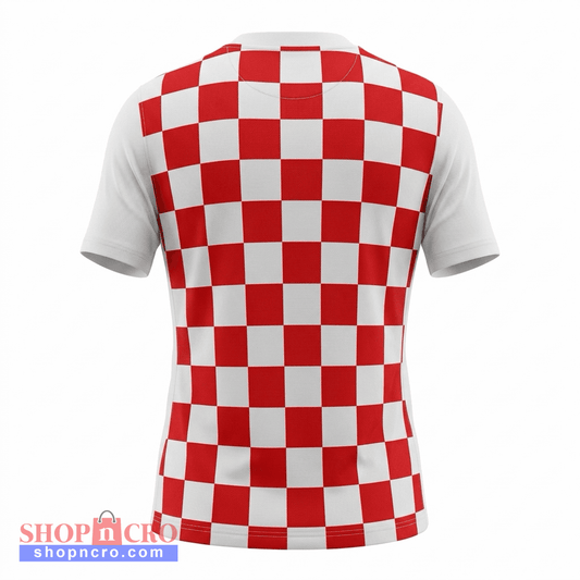Kids Jersey / Top Croatia Red and white checkered shirt on a white background