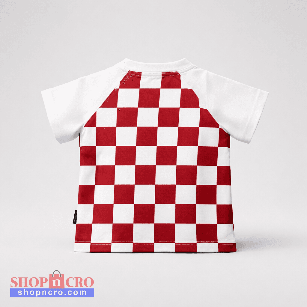 Kids T-shirt Croatia Red and white checkered t-shirt on a light gray background