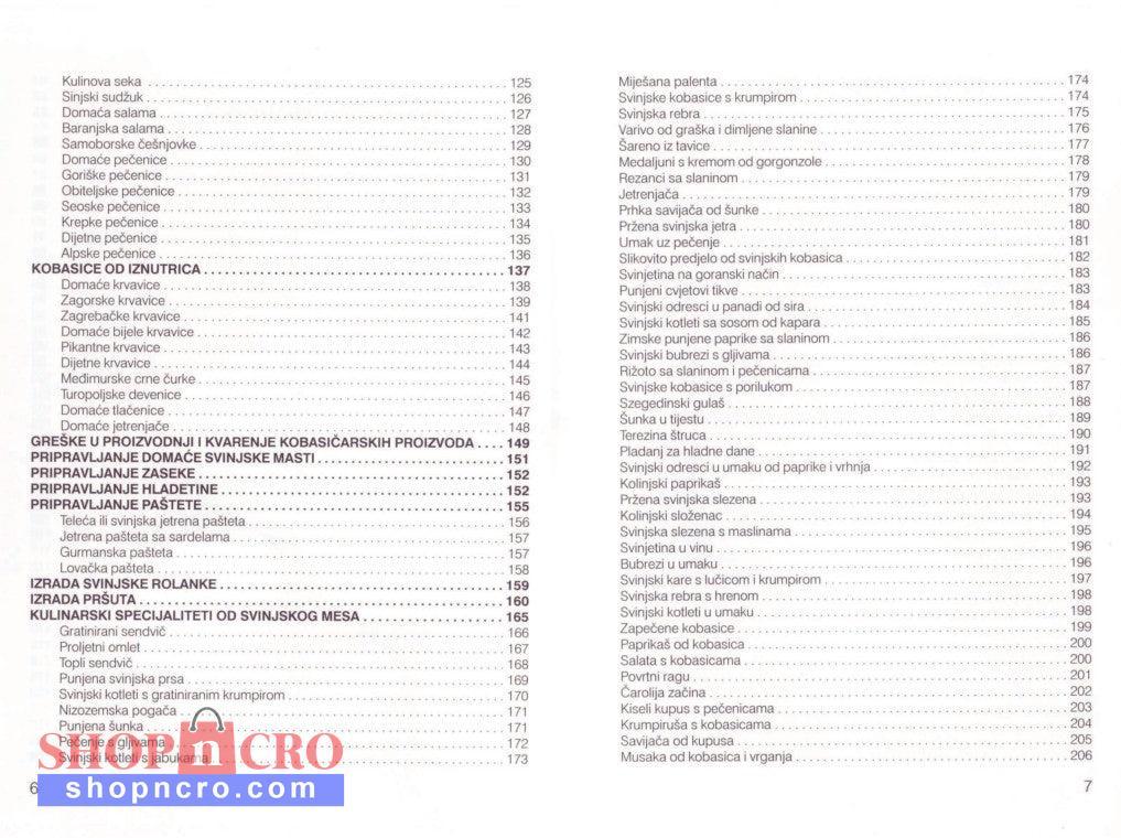Kolinje i Mesni Specijaliteti Table with text in a foreign language on a white background