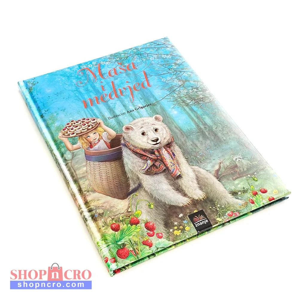 Maša i Medvjed Children's book with a bear and child illustration on a white background