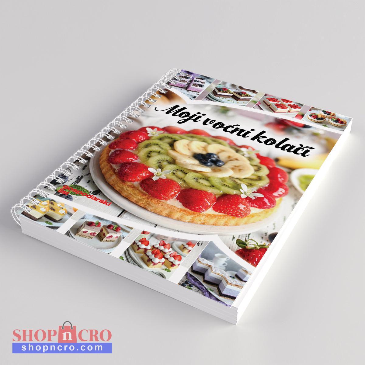 Moji Voćni Kolači Book titled 'Moji vojni kolaci' with images of pastries on a gray background