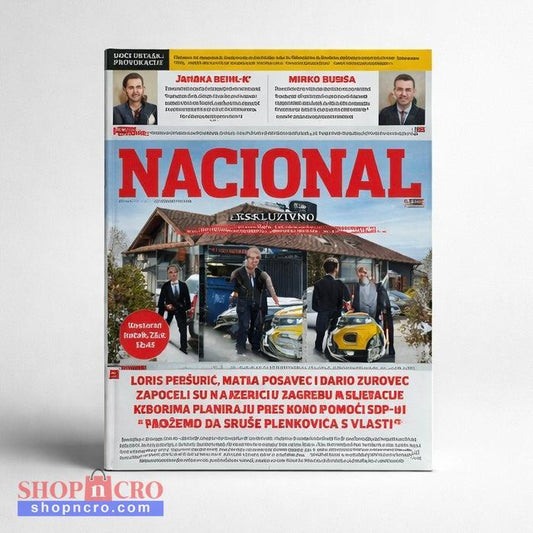 Nacional Magazine Croatian Magazine cover with 'Nacional' branding and text on a white background
