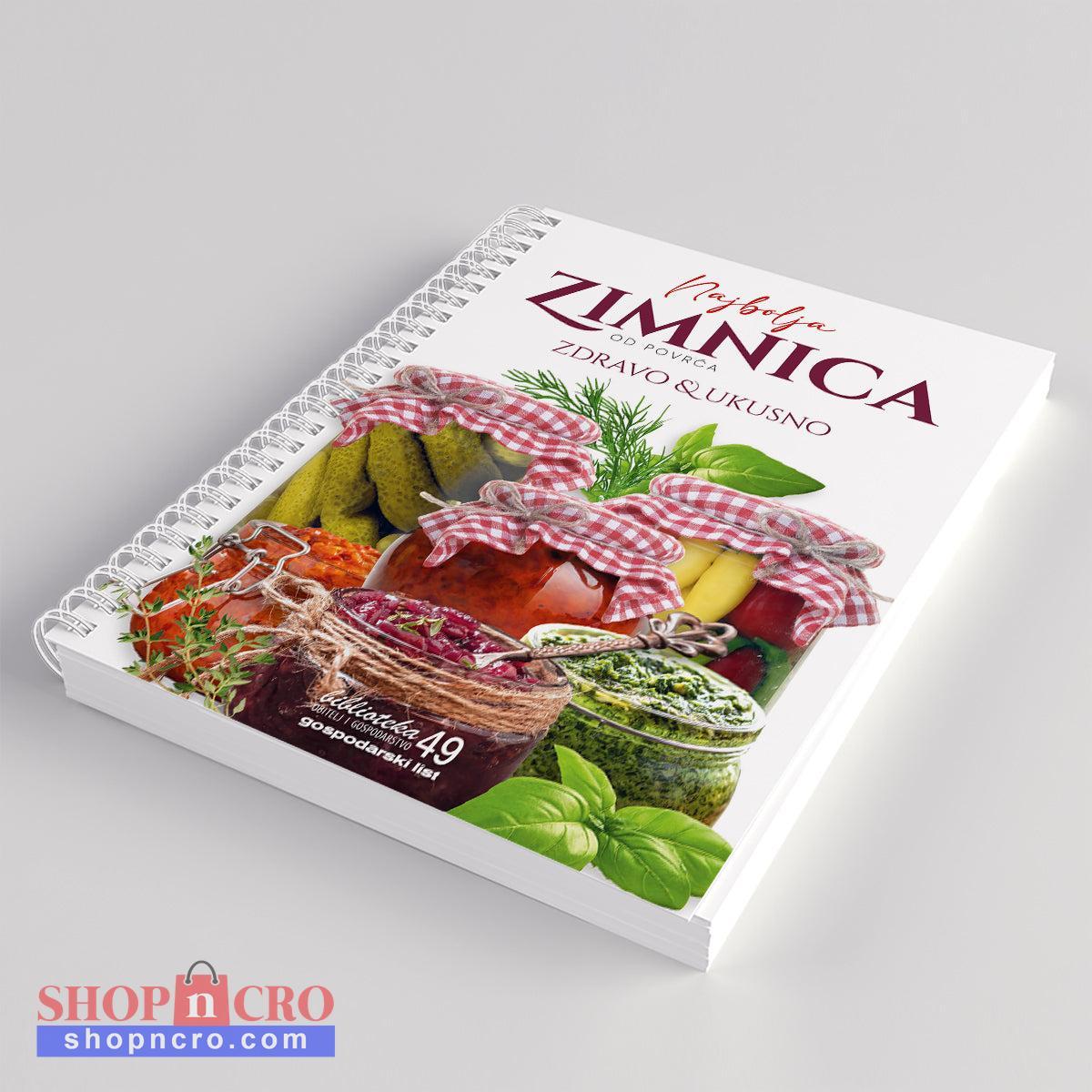 Najbolja Zimnica Od Povrća Cookbook with images of food on a gray background