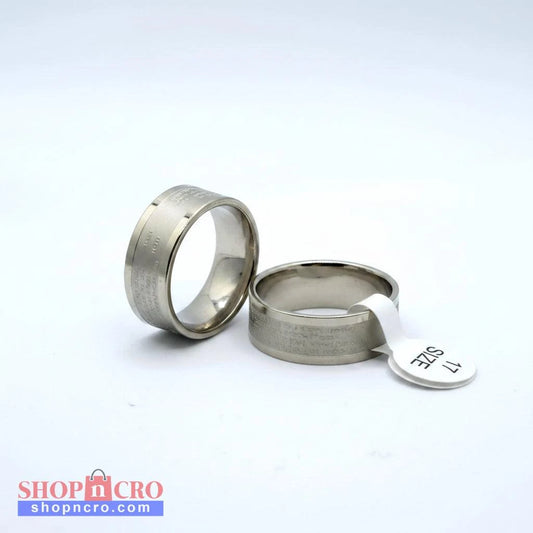 Oče Naš Ring – Silver Finish (17 – 22 Sizes) Silver ring with a pointed design on a white background