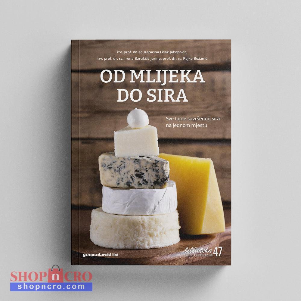 Od Mlijeka Do Sira Book cover with a stack of cheeses on a wooden board against a gray background