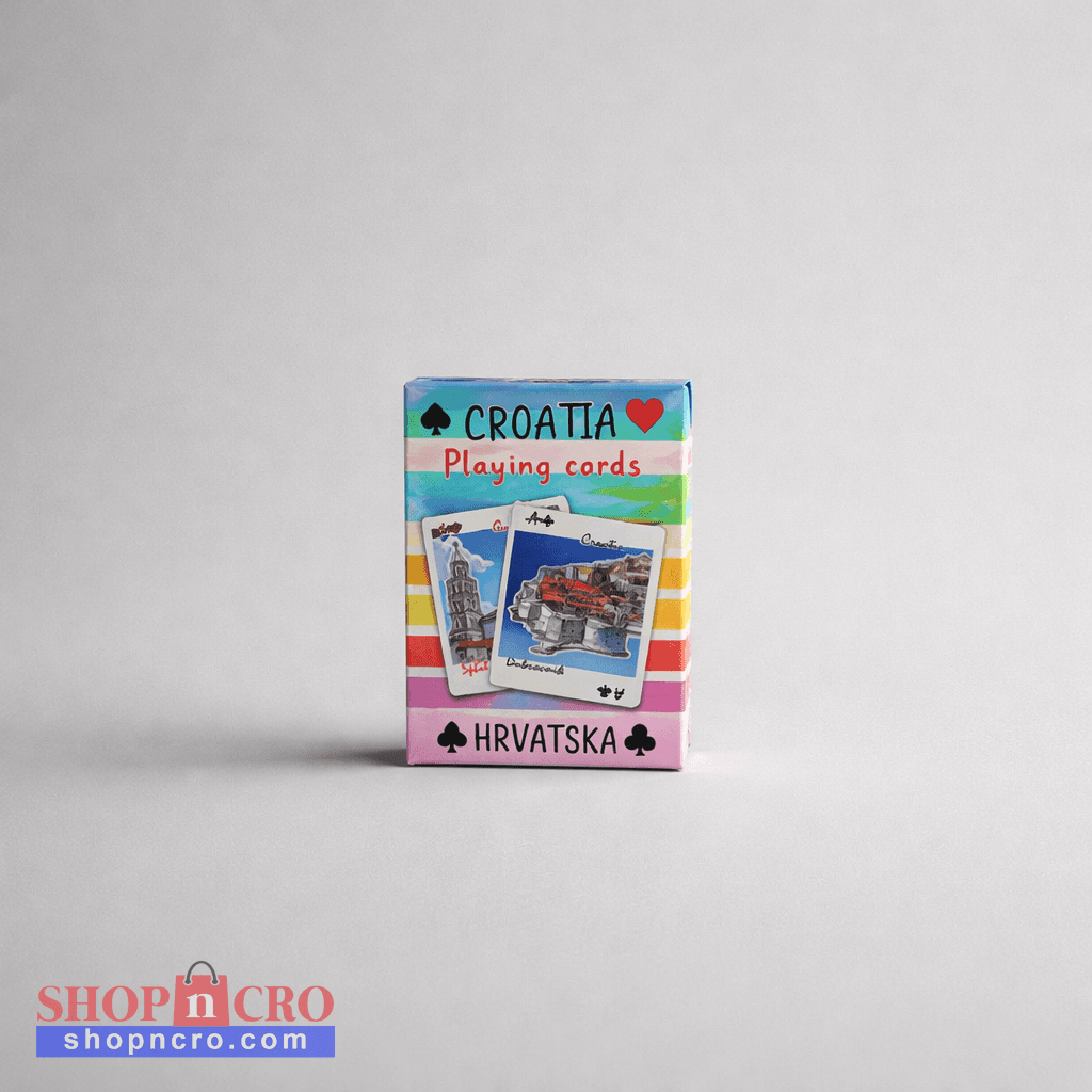 Playing Cards Croatia 3 Playing card set with Croatia-themed design on a gray background
