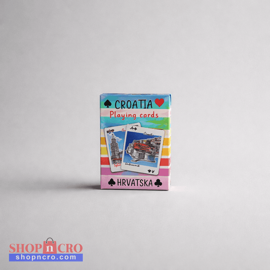 Playing Cards Croatia 3 Playing card set with Croatia-themed design on a gray background