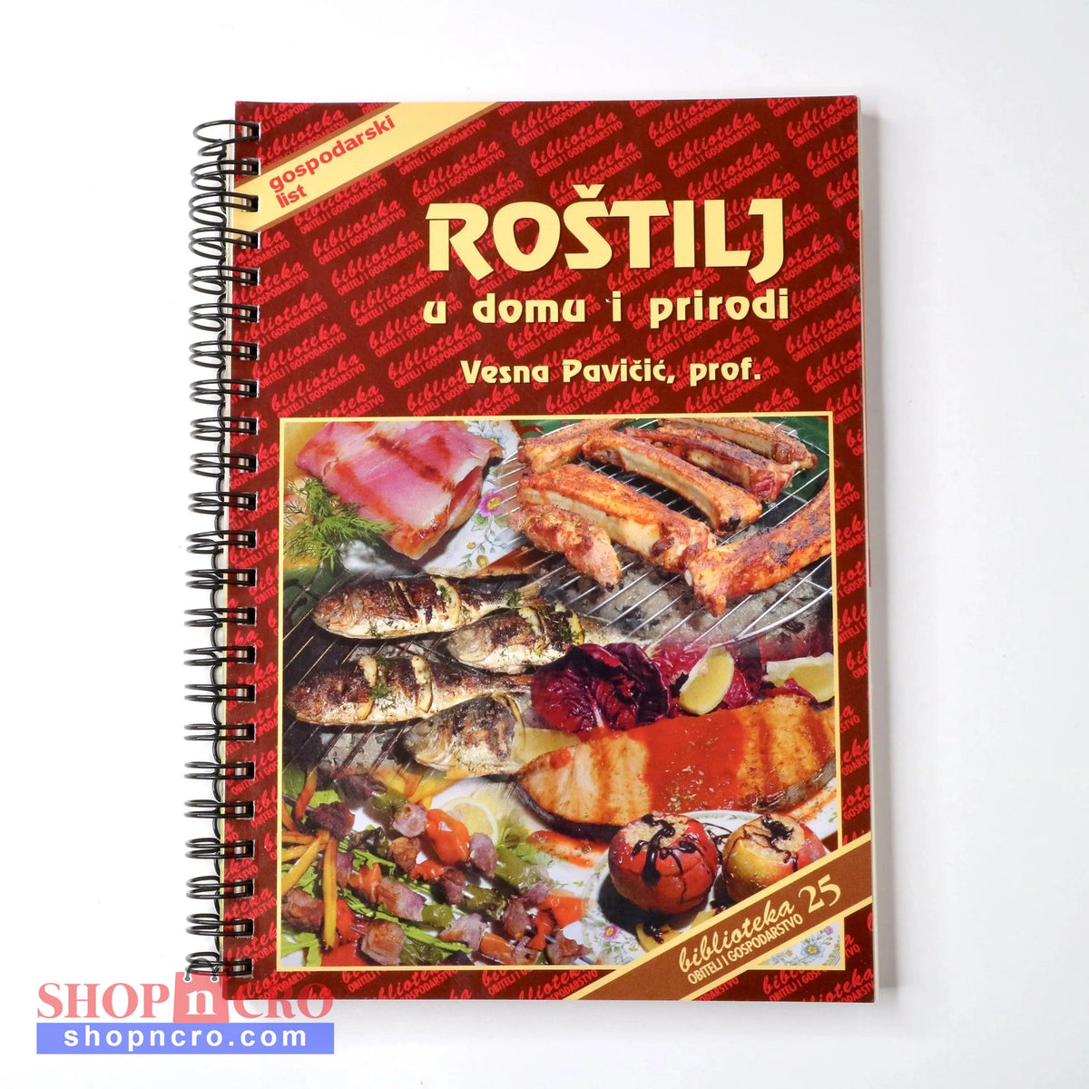 ROŠTILJ u Domu i Prirodi Cookbook titled 'Rořtilj a doma i prirodi' with grill images on a red background