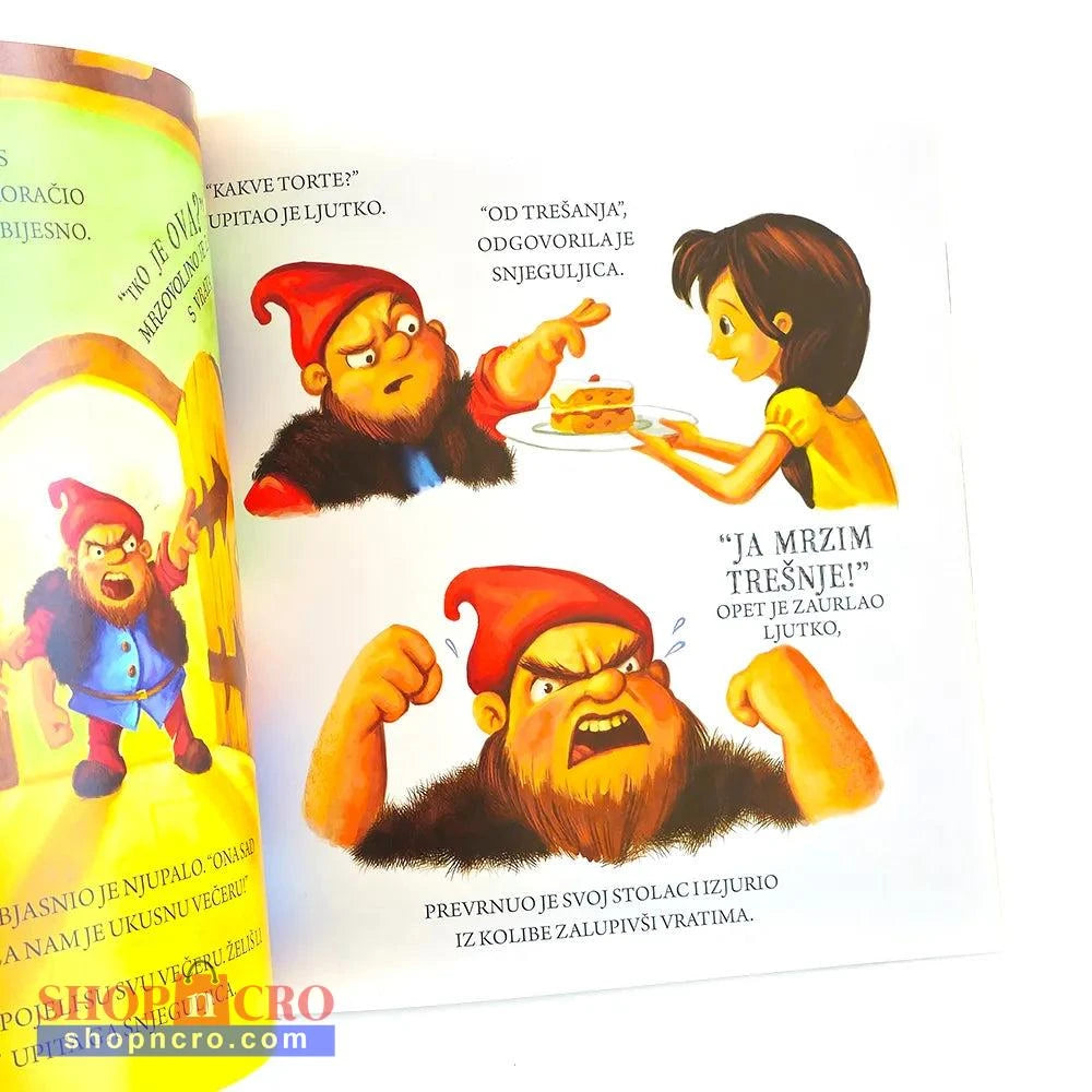 Snjeguljica i Ljutiti Patuljak Illustrated book or comic page with characters and text in a foreign language