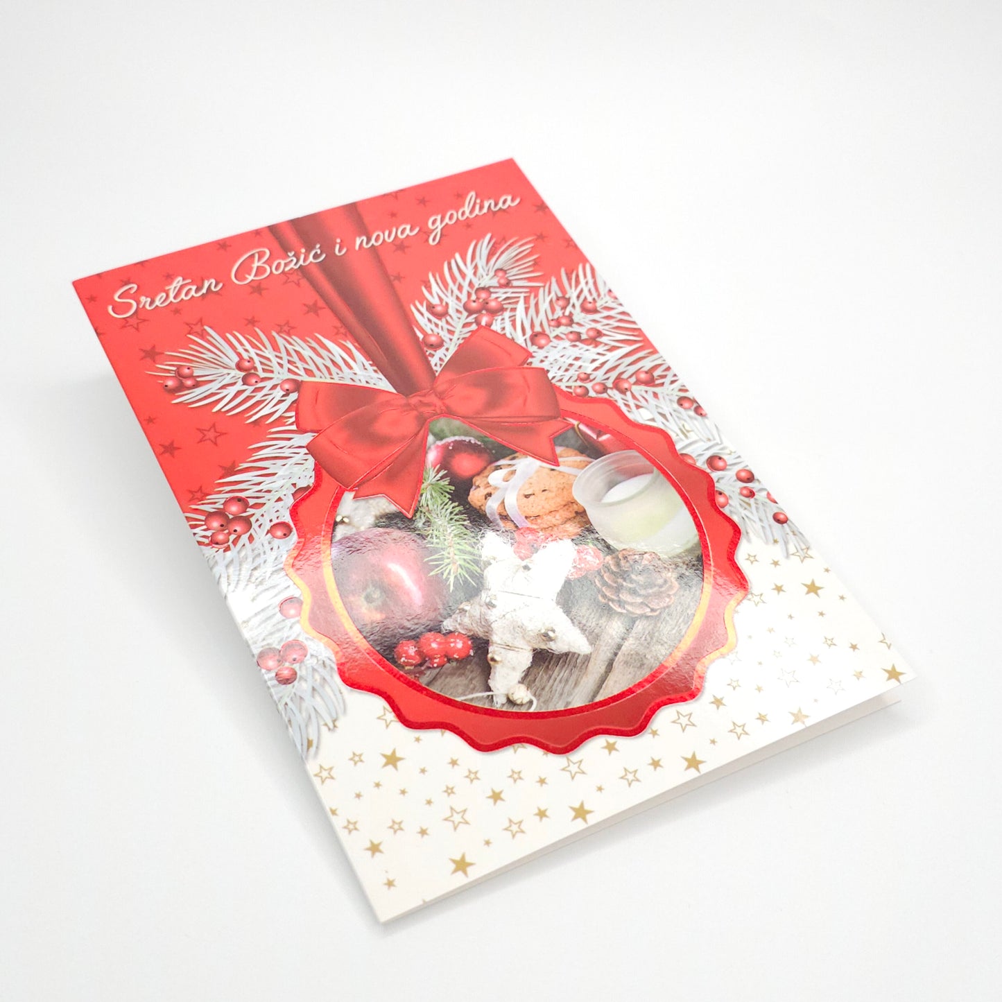 Sretan Božić Red Bauble Christmas Greeting Card