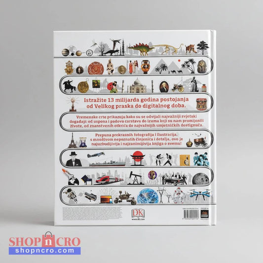 Svijet Na Crtama Vremena (World on the Lines of Time) Book cover with illustrations and text on a white background