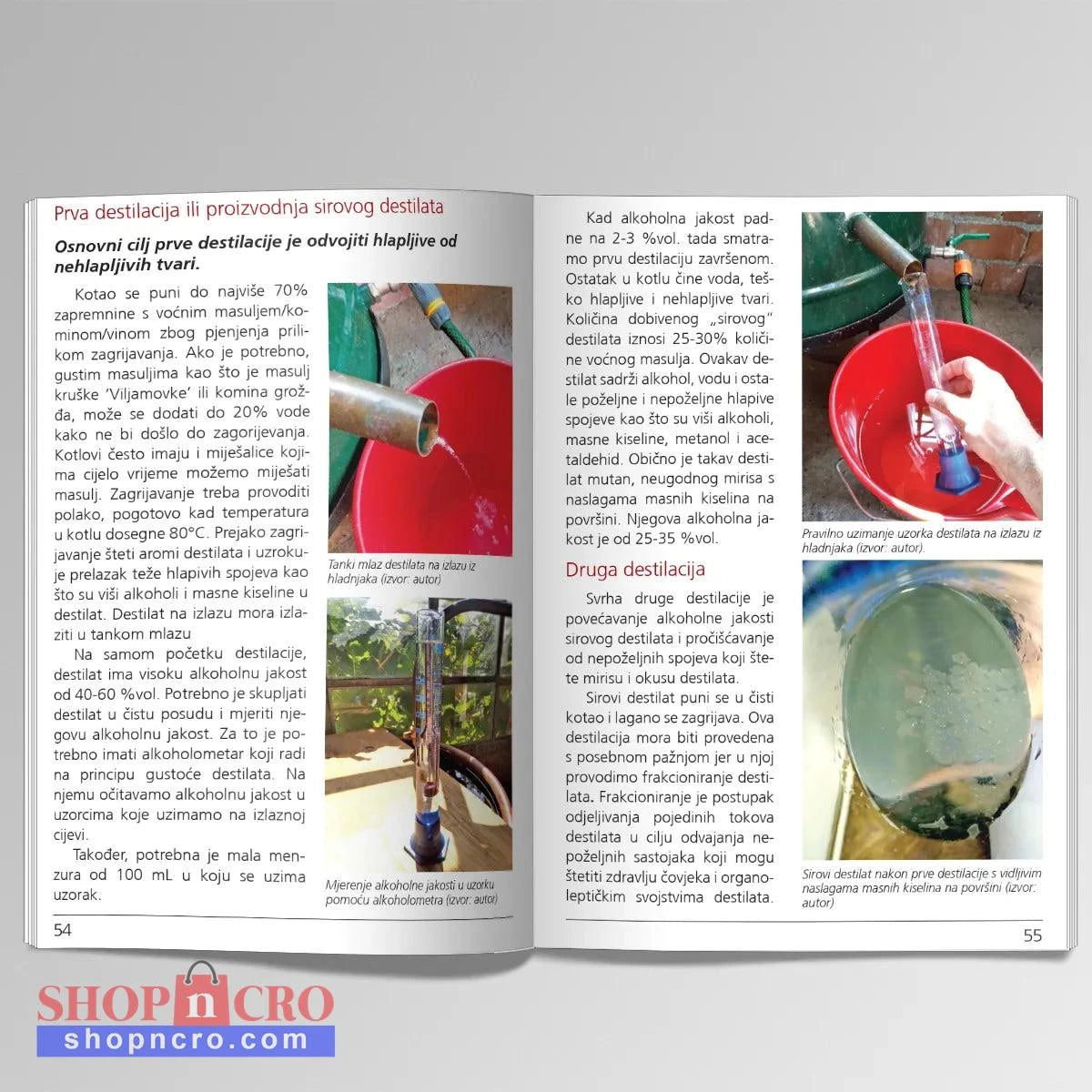 Voćne Rakije, Likeri i Travarice Page from a book or magazine showing images of distillation processes with text in a foreign language.