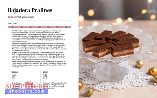Croatian Sweets: Cookbook in English Language Bajadera Pralines on a white plate with a blurred background