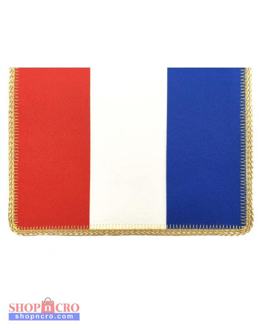 Rectangular patch with red, white, and blue sections on a white background