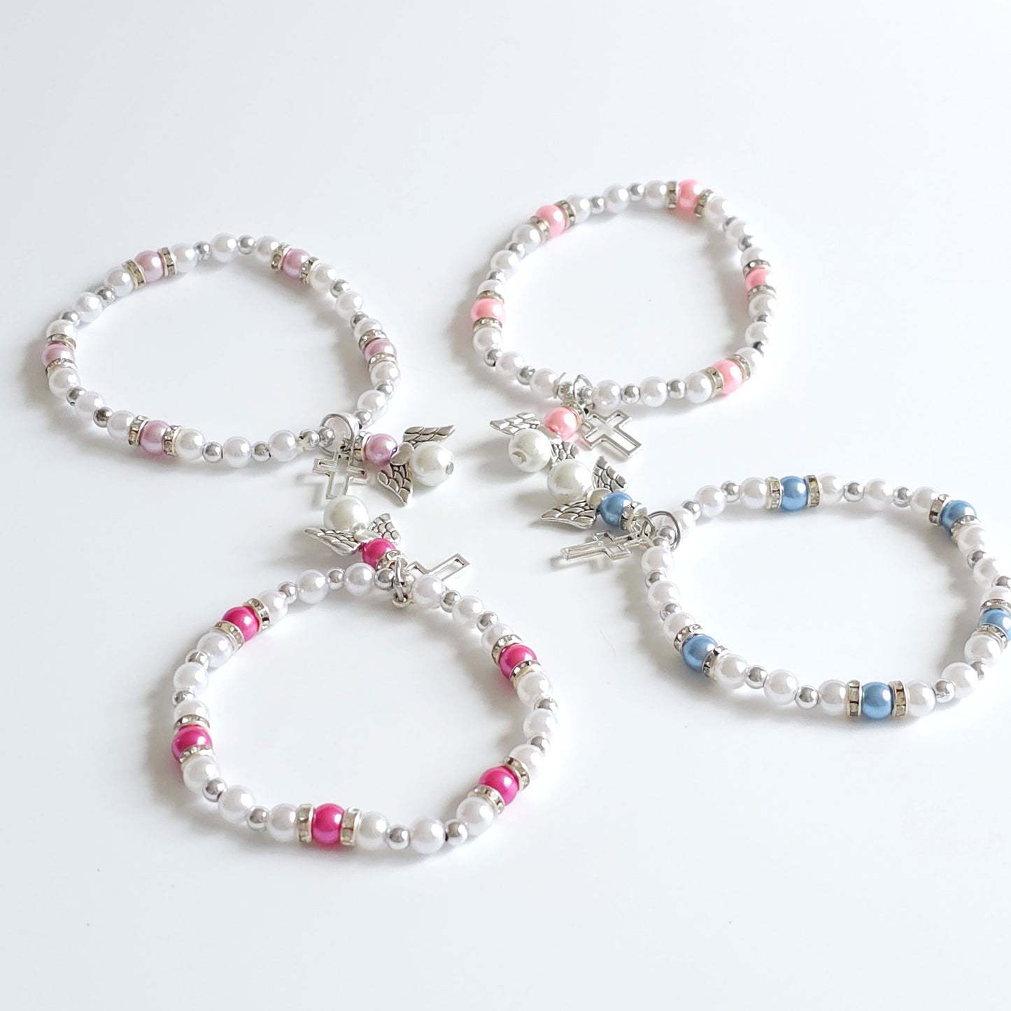 Bracelet Blue & White Angel Cross