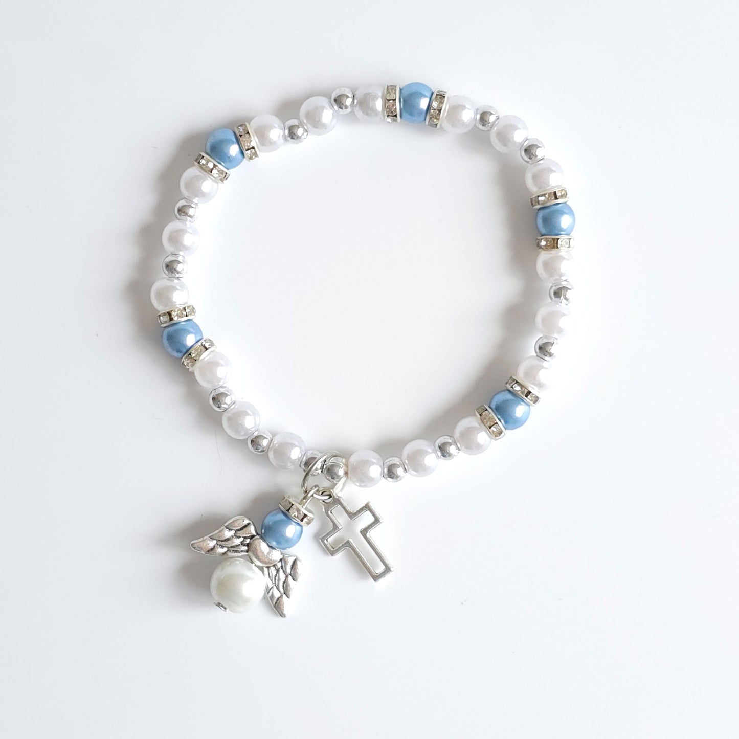 Bracelet Blue & White Angel Cross