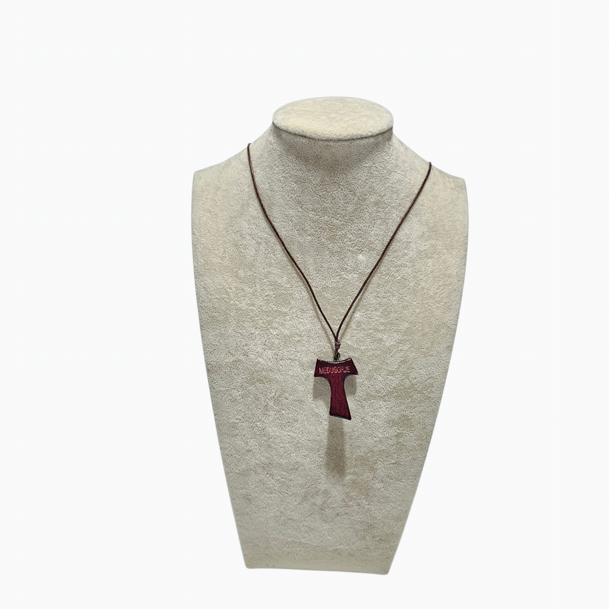 Traditional Međugorje Necklace (Large) Engraved Dark Wood