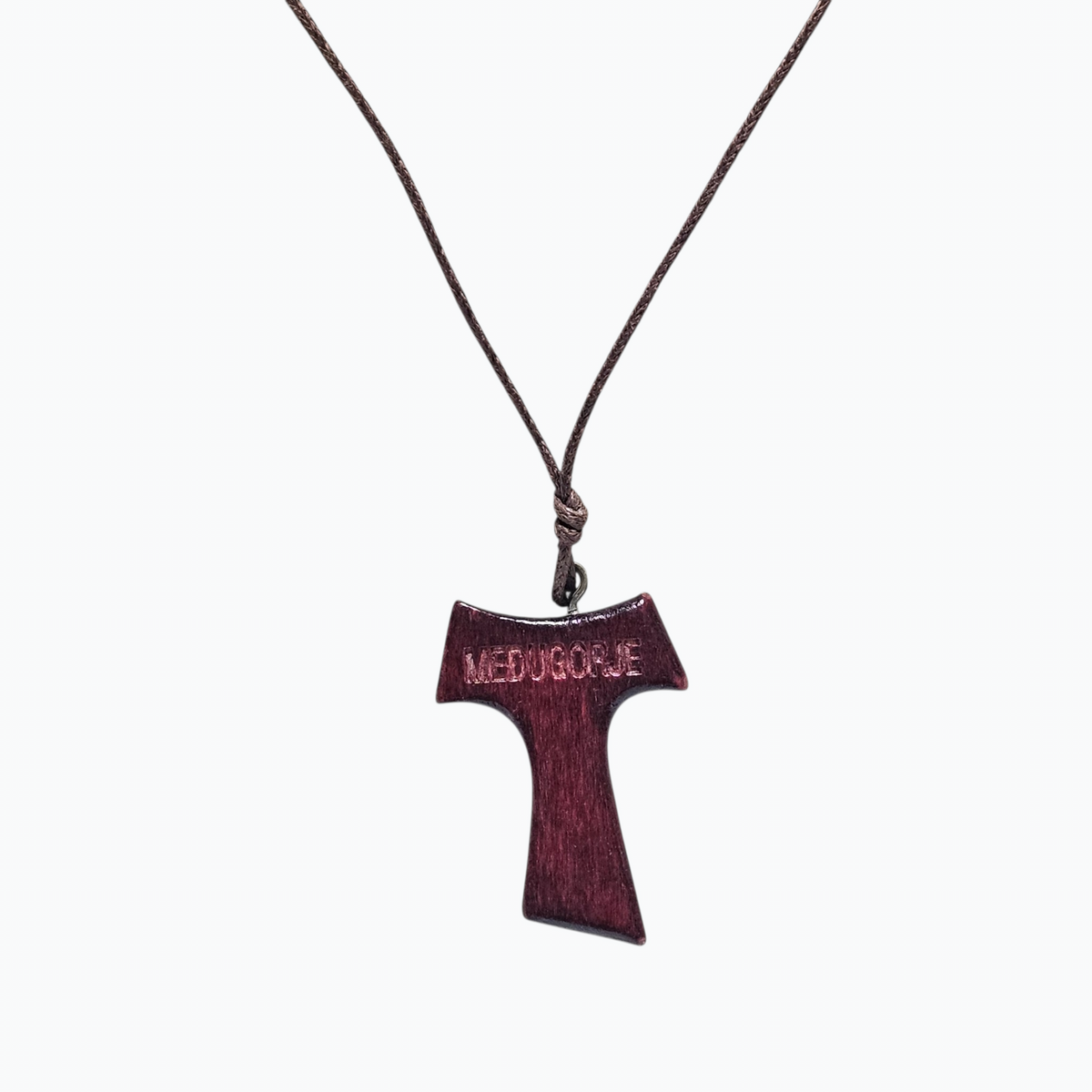 Traditional Međugorje Necklace (Large) Engraved Dark Wood