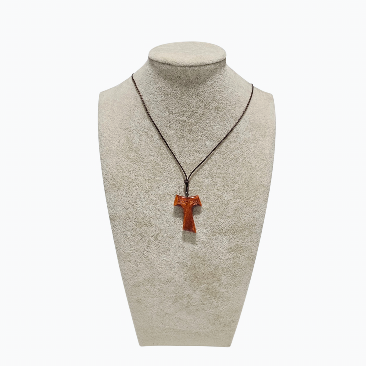 Traditional Međugorje Necklace (Large) Engraved Light Wood
