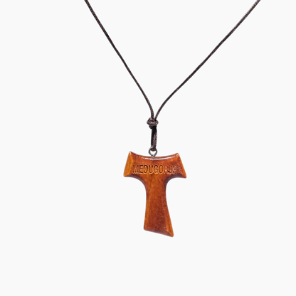 Traditional Međugorje Necklace (Large) Engraved Light Wood