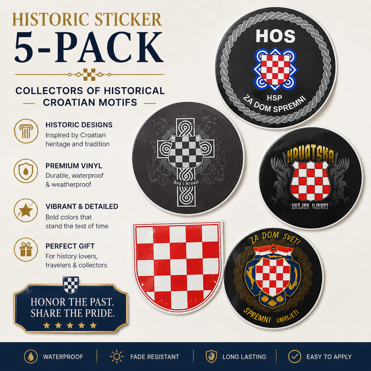 Historic Croatian Sticker Set – 5 Pack