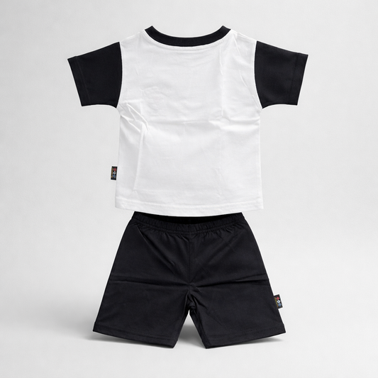 White and black sports outfit on a white background