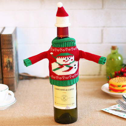 Christmas Bottle Cover – Knitted Sweater & Hat Set (Tree, Joy, Reindeer & Snowman)