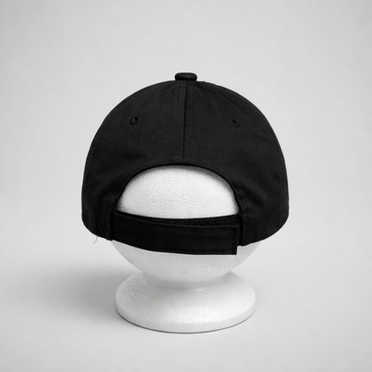 Baseball Cap Hrvatska Prvo Bijelo Polje Black cap on a white mannequin head against a light gray background