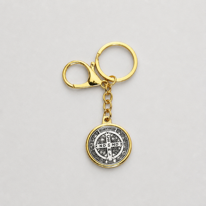 Keyring Saint Benedict Medal in Gold