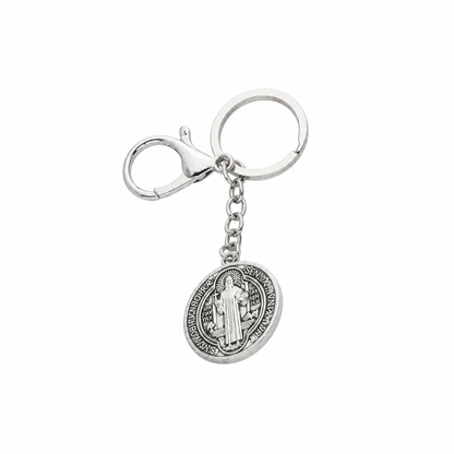 Keyring Saint Benedict Medal in Silver